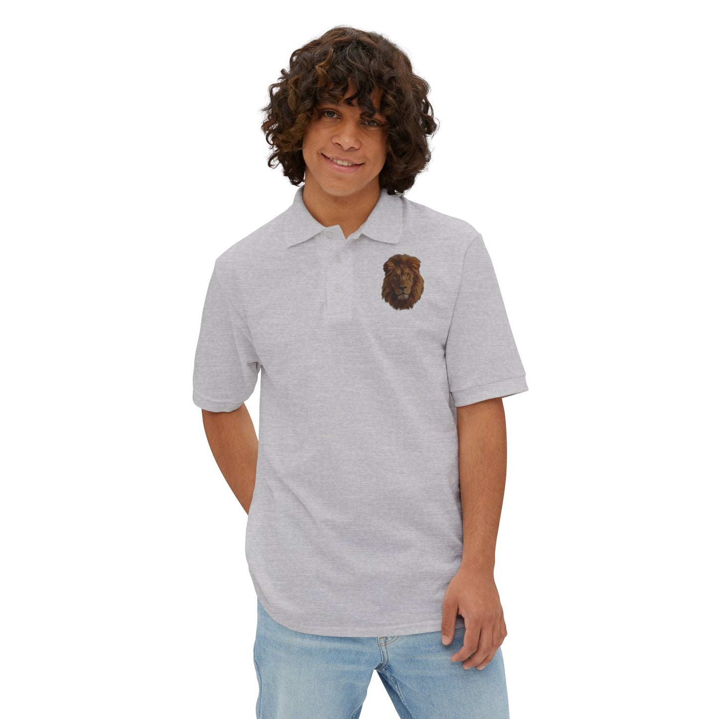 Men's Polo Striking Lion Design