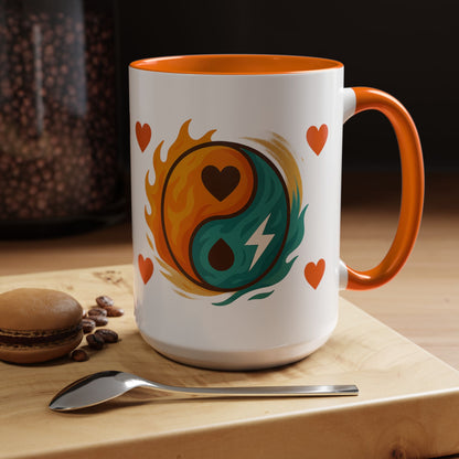 Bold Yin Yang Accent Coffee Mug – 11oz & 15oz – Perfect for Coffee Lovers