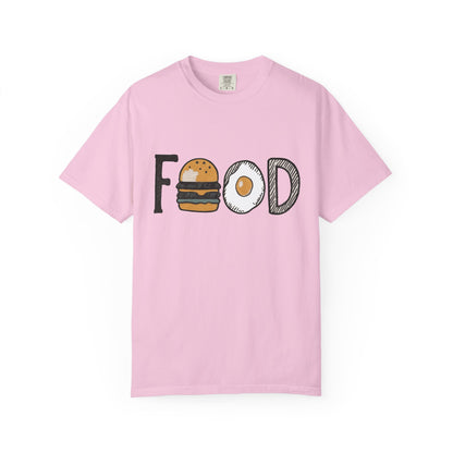 Food Unisex Garment-Dyed T-Shirt | Fun Burger & Egg Graphic