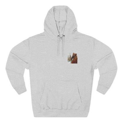Three-Panel Fleece Hoodie with Bear Cub design - Winter Fleece Hoodie - Bear Cub Hoodie for Men and Women