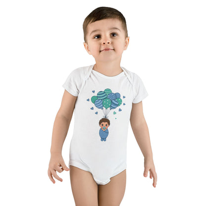 Adorable Organic Baby Bodysuit - "Air Delivery: One Tiny Human" Design Bodysuit for Boys