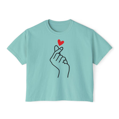 Women's Boxy Tee with Heart Design, Cute Casual T-Shirt, Gifts for Her, Love Themed Apparel, Easy Summer Style, Trendy Everyday Wear