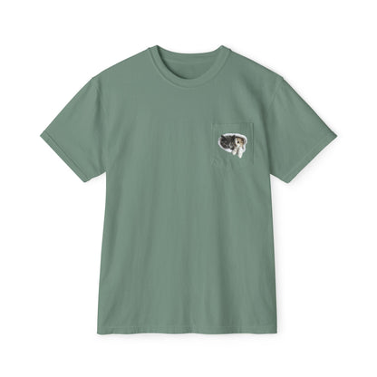 Garment-Dyed Pocket T-Shirt with Adorable Cat Design, Casual Wear, Gift for Cat Lovers, Summer Fashion, Everyday Essentials