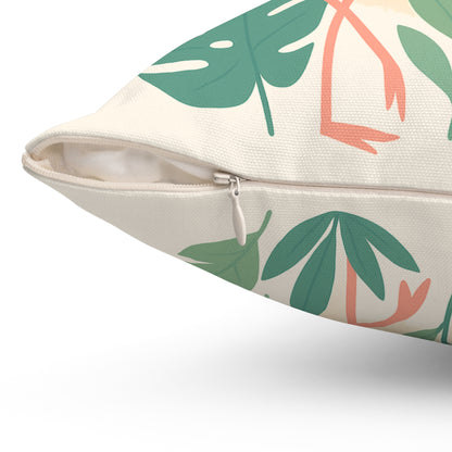 Romantic Flamingo Pillow, Tropical Decor, Love Nest Cushion, Beach House Gift, Summer Home Accent