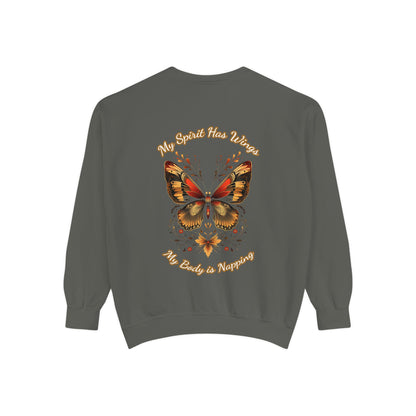 Butterfly Design Unisex Garment-Dyed Sweatshirt - Butterfly Sweatshirt