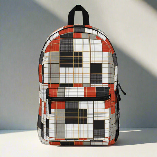 Backpack with a plaid pattern 