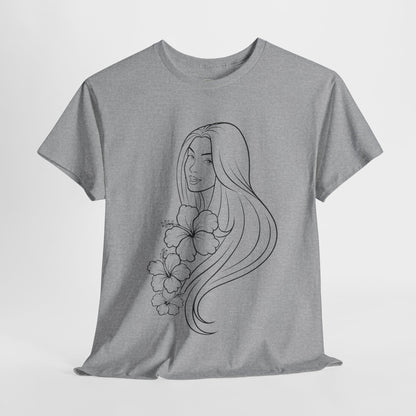 Floral Princess Cotton Tee - Chic Casual Wear - Birthday Gift - Mother's Day Gift