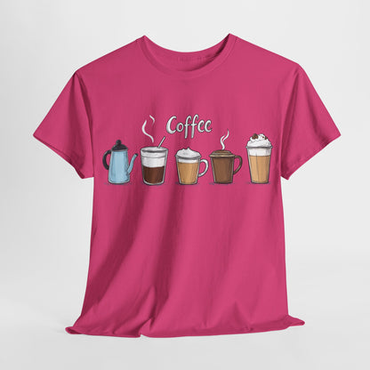Coffee Cup Pattern Unisex Heavy Cotton Tee - Brewed Patterns Unisex Heavy Cotton Tee