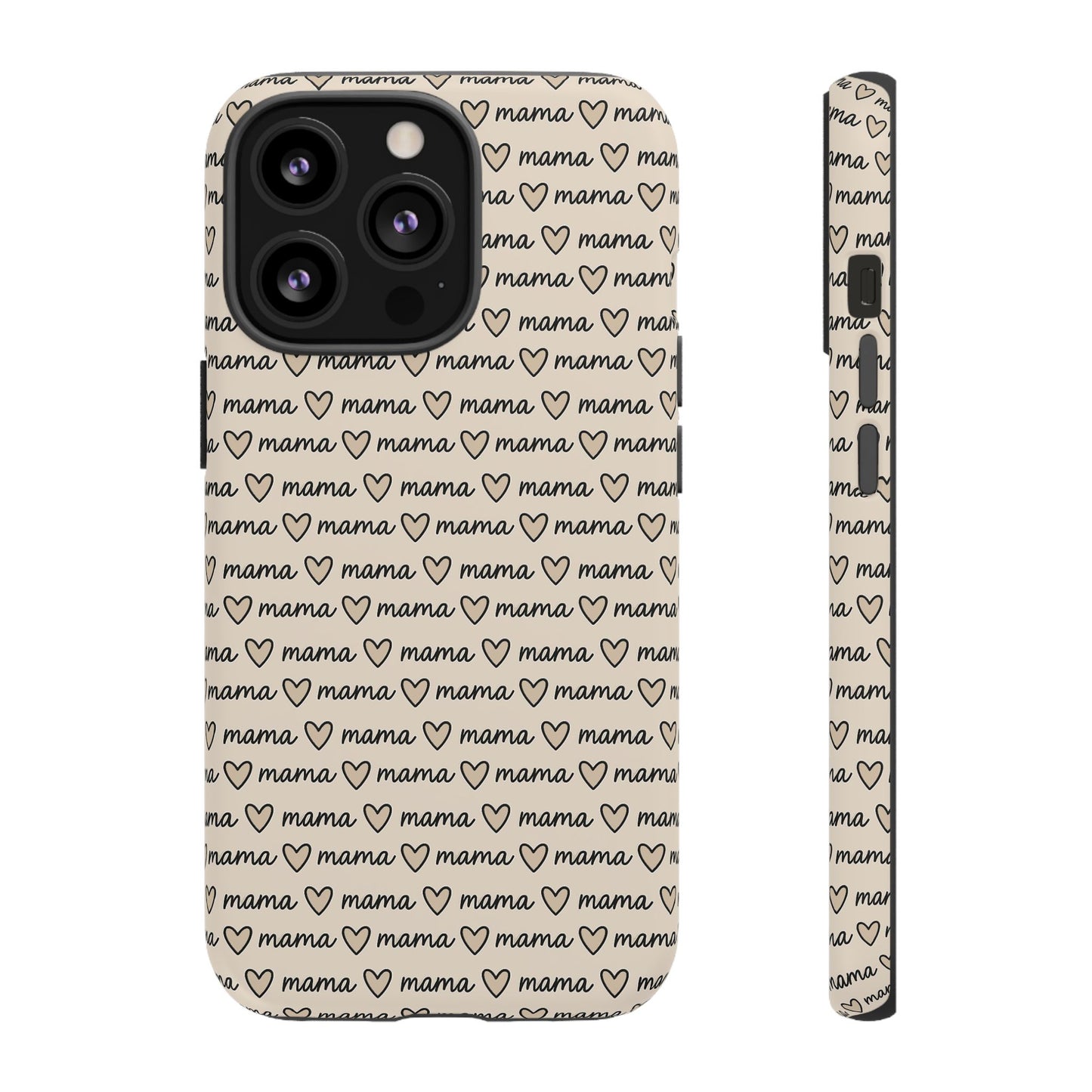 Mama Script Heart Pattern Phone Case