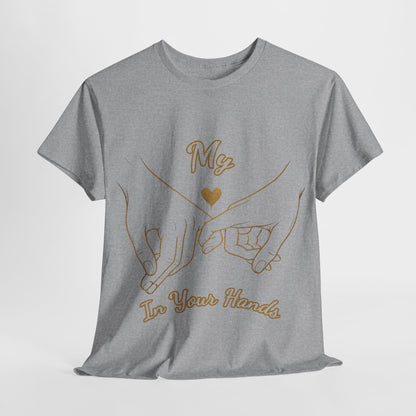 Cute Couples Unisex Heavy Cotton Tee - 'My Heart in Your Hands' design T-shirt