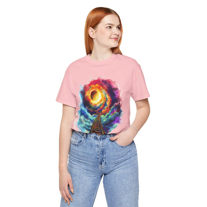 Unisex T-Shirt with 3D Watercolor Universe and an Abstract Representation with a Sun