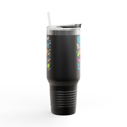 Back to School Insulated Travel Mug, 40oz - Colorful Design for Kids