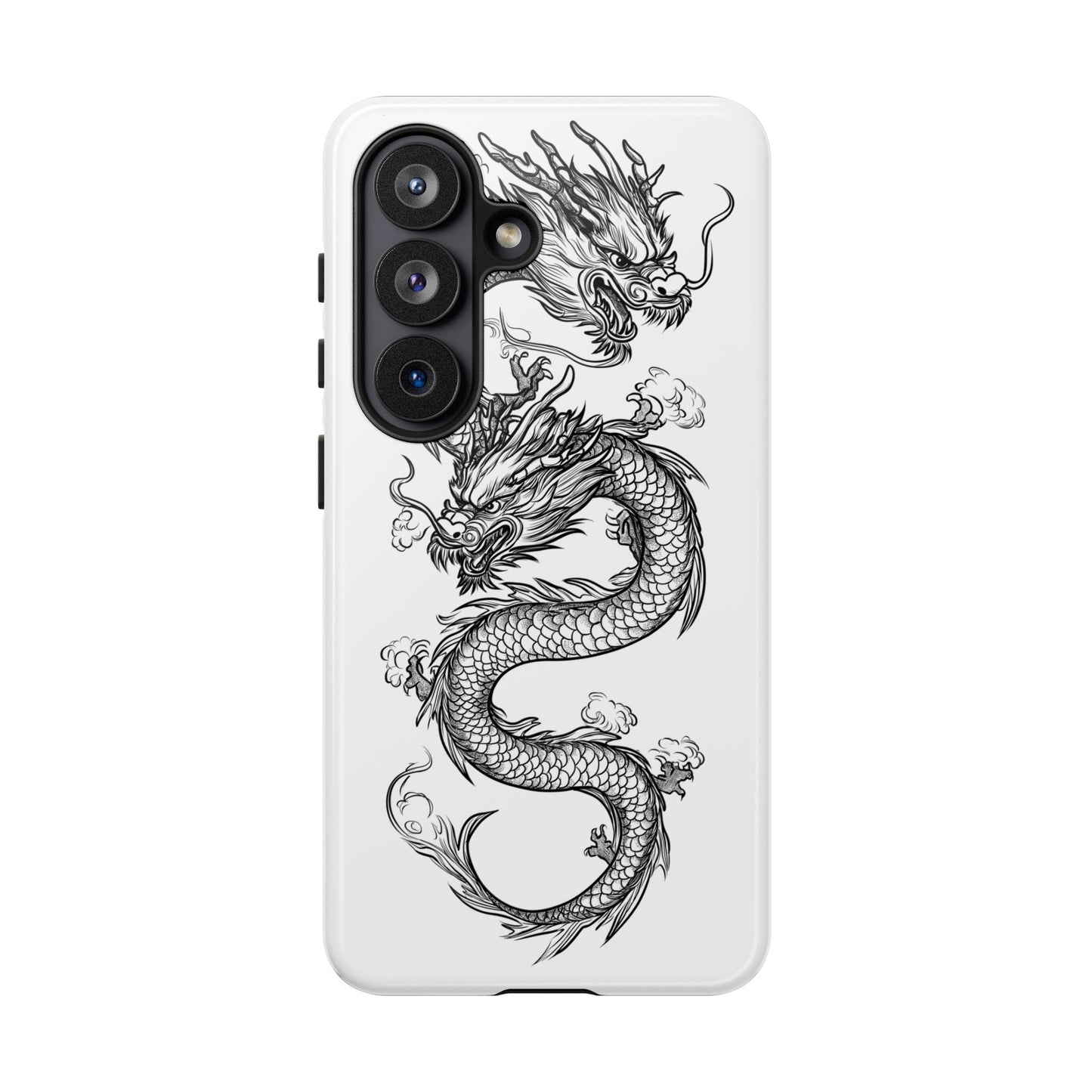 Dragons Phone Cases - Black Ink Tattoo Design of Dragons Tough Cases