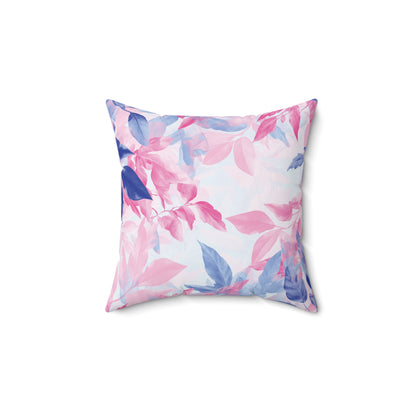Decorative Pillow - Colorful Pastel Leaves in Pink & Blue Tones
