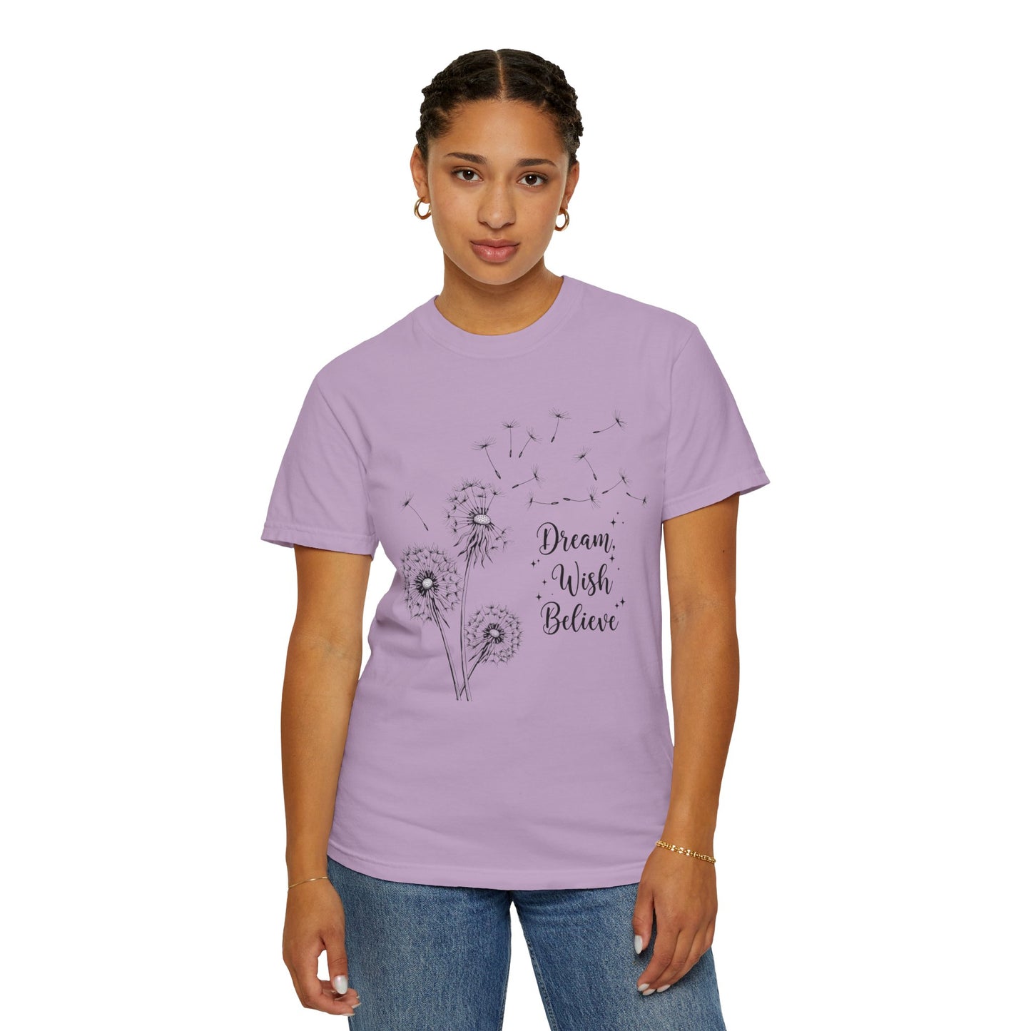 Inspirational Dandelion T-Shirt - Dream, Wish, Believe - Gift Tee
