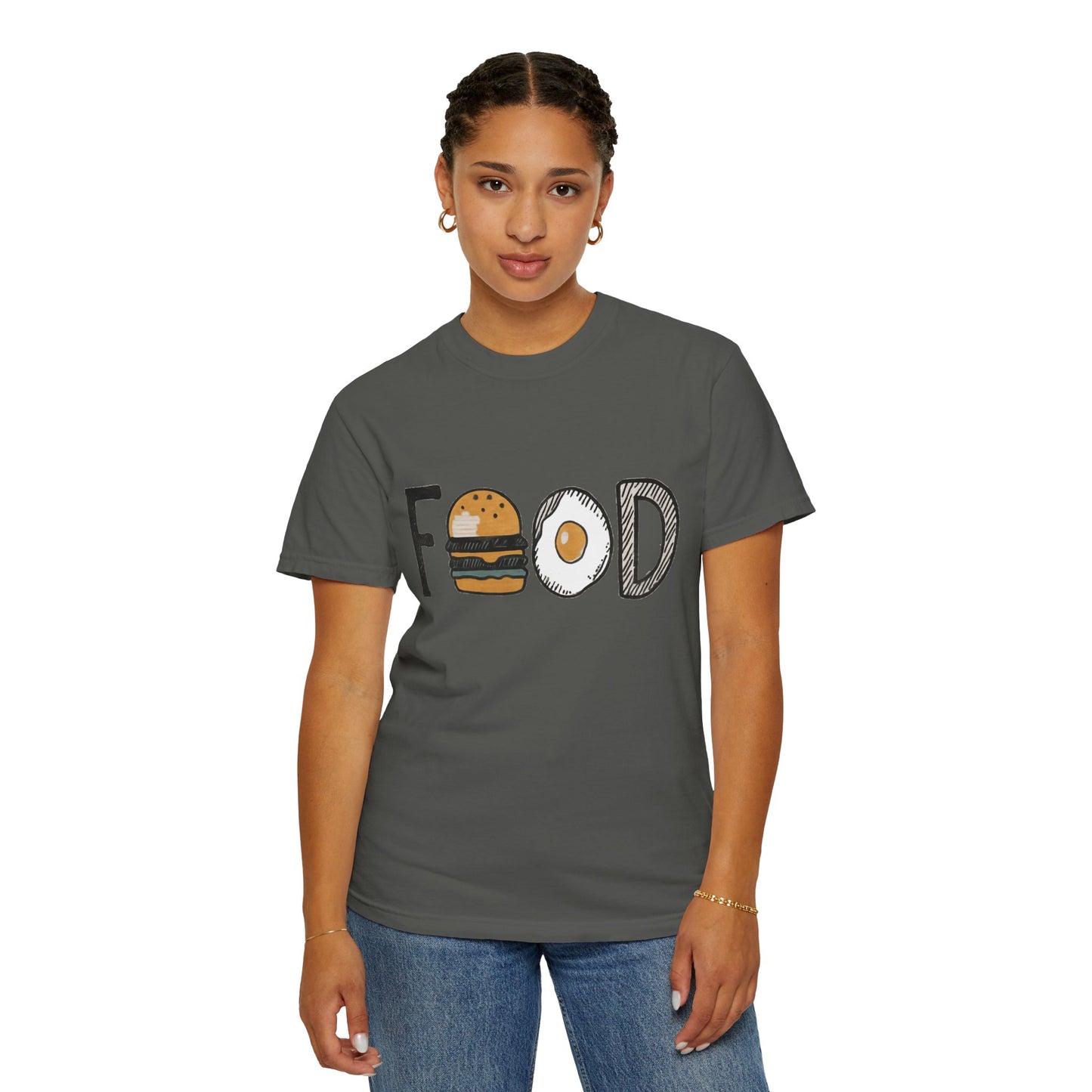 Food Unisex Garment-Dyed T-Shirt | Fun Burger & Egg Graphic
