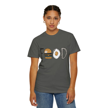 Food Unisex Garment-Dyed T-Shirt | Fun Burger & Egg Graphic