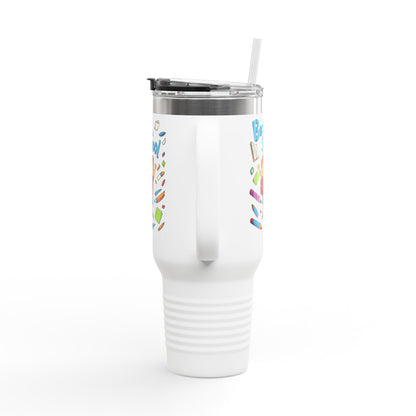 Back to School Insulated Travel Mug, 40oz - Colorful Design for Kids