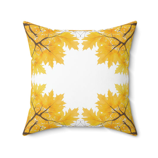 Square Cushion with Yellow Leaves design