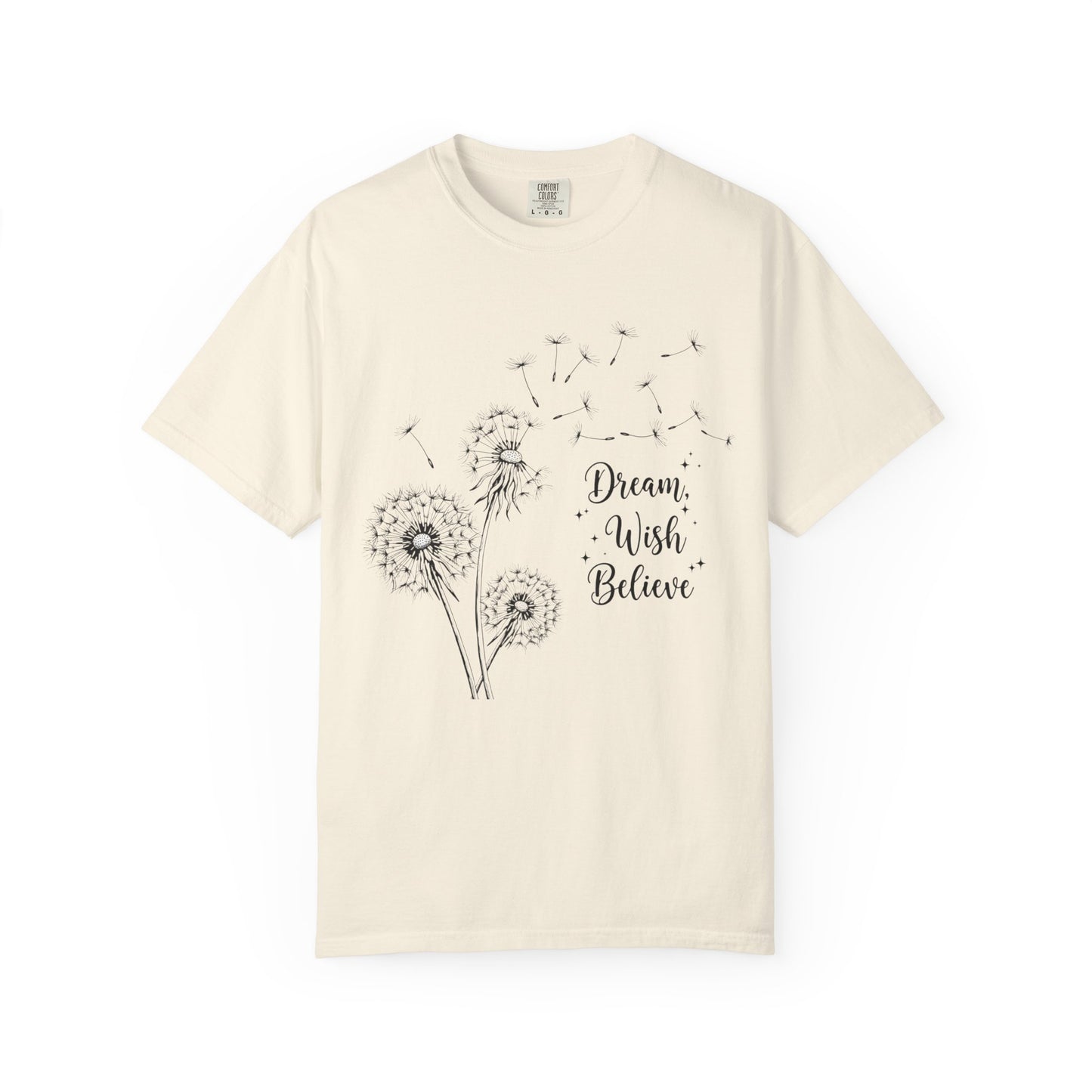 Inspirational Dandelion T-Shirt - Dream, Wish, Believe - Gift Tee