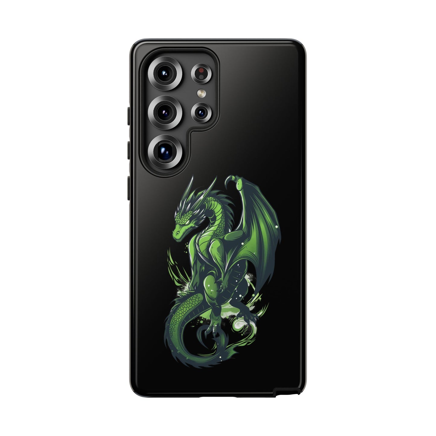 Tough Cases with Green Glowing Dragon design for iPhone, Samsung, and Google