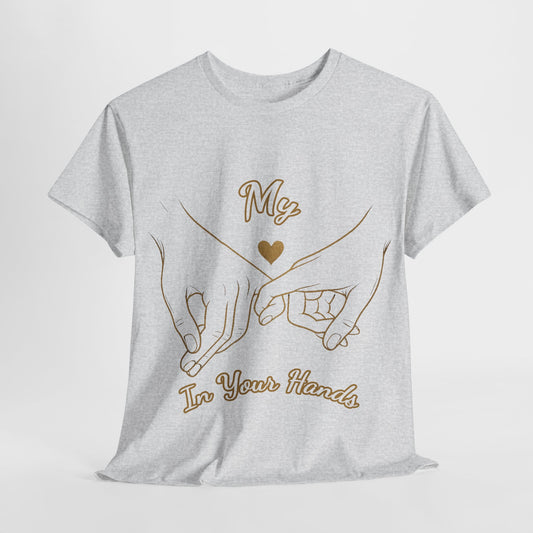 Cute Couples Unisex Heavy Cotton Tee - 'My Heart in Your Hands' design T-shirt