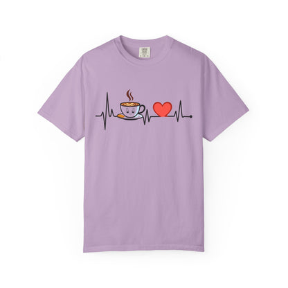 Cute Coffee Heartbeat T-Shirt, Unisex Tee for Coffee Lovers, Gift for Baristas, Casual Wear, Perfect for Birthdays and Holidays