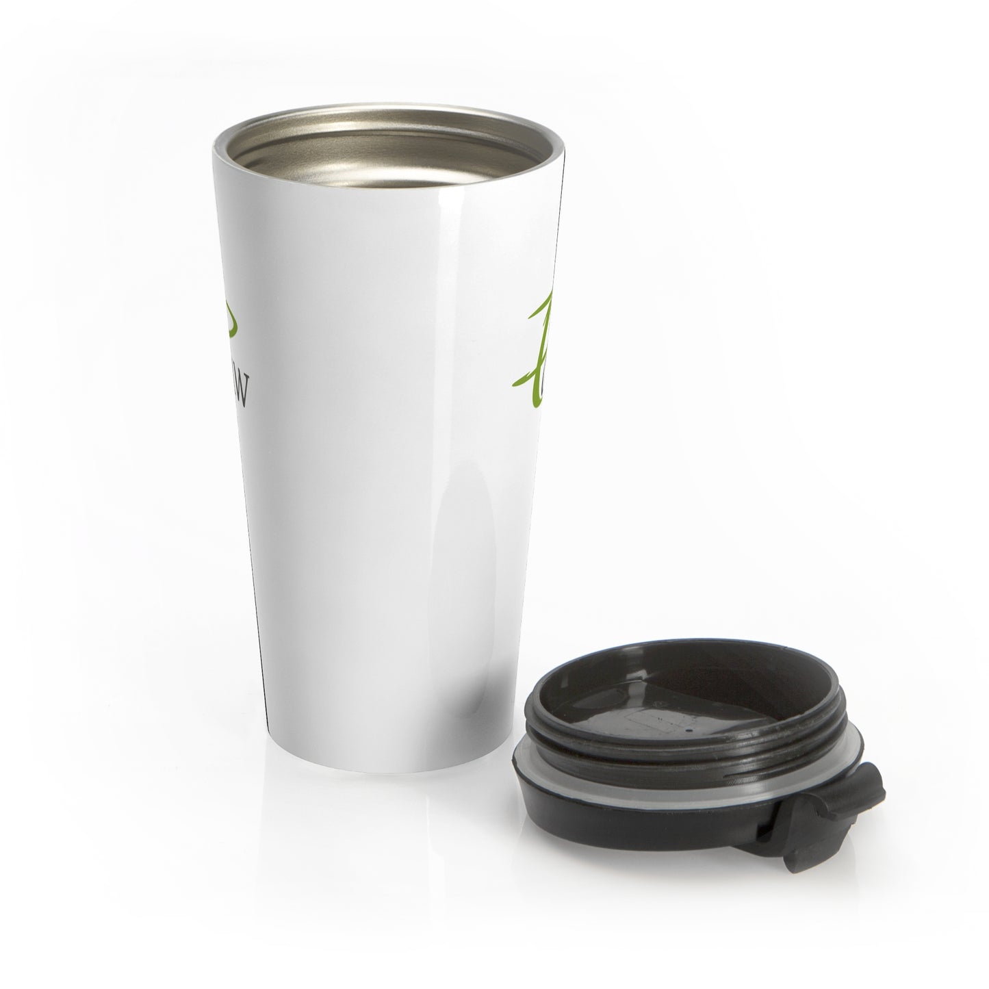 White Stainless Steel Travel Mug - "Paraw" Text Design, 15oz Travel Mug