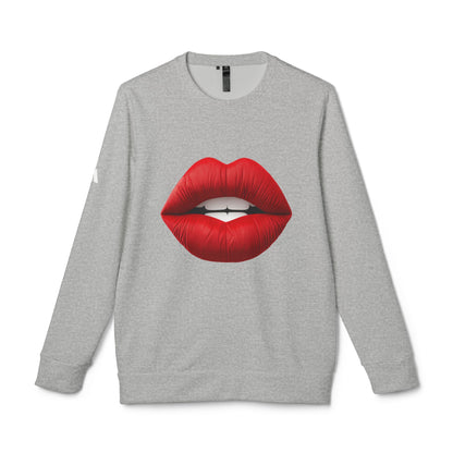 Adidas Women's Fleece Crewneck Sweatshirt with Red lips-shaped design