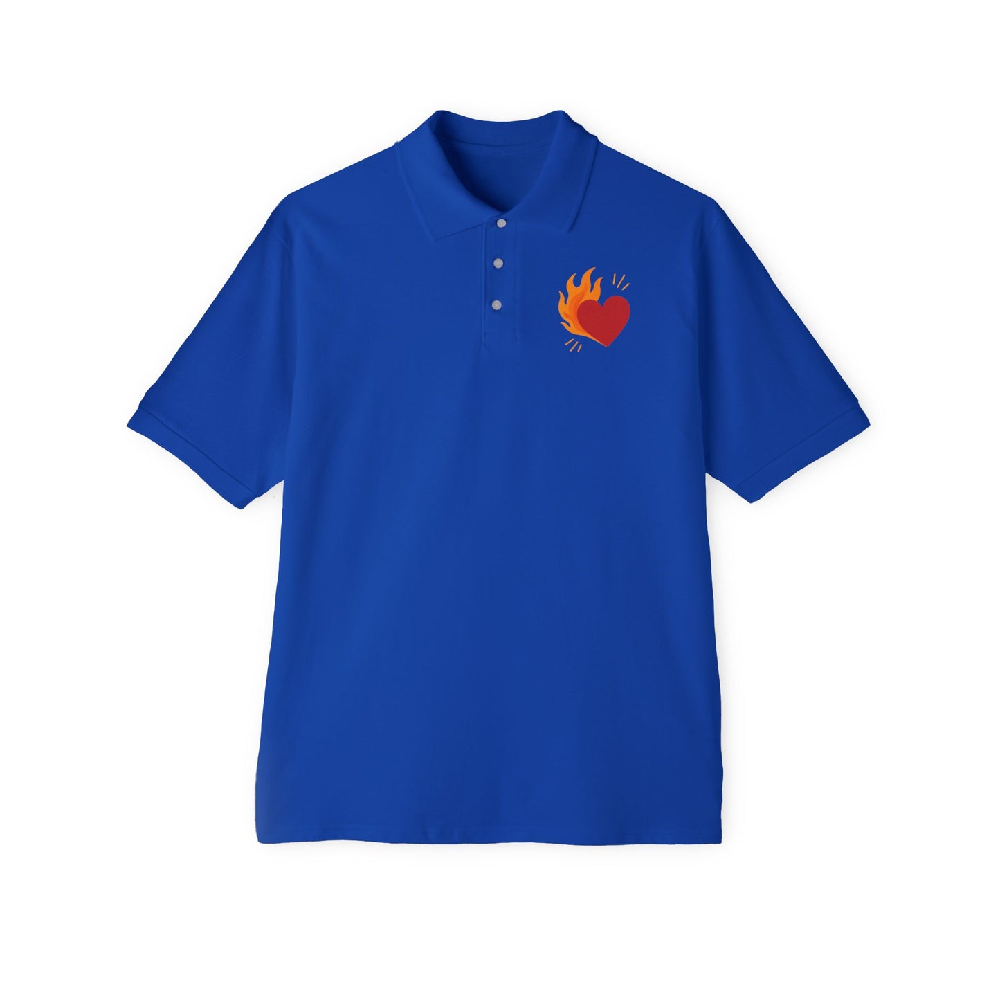 Men's Polo with Flaming Heart Design - Casual Fashion for Everyday Style