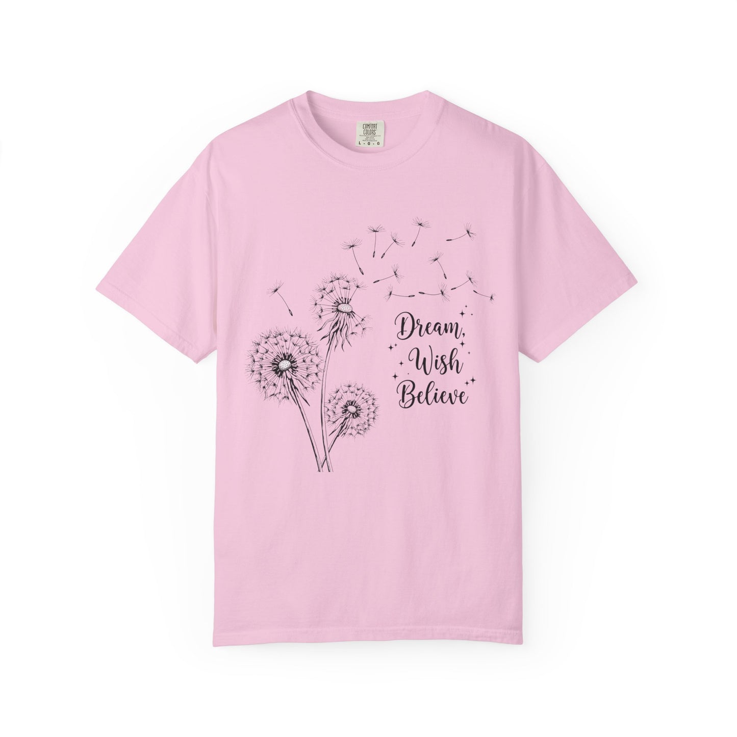 Inspirational Dandelion T-Shirt - Dream, Wish, Believe - Gift Tee