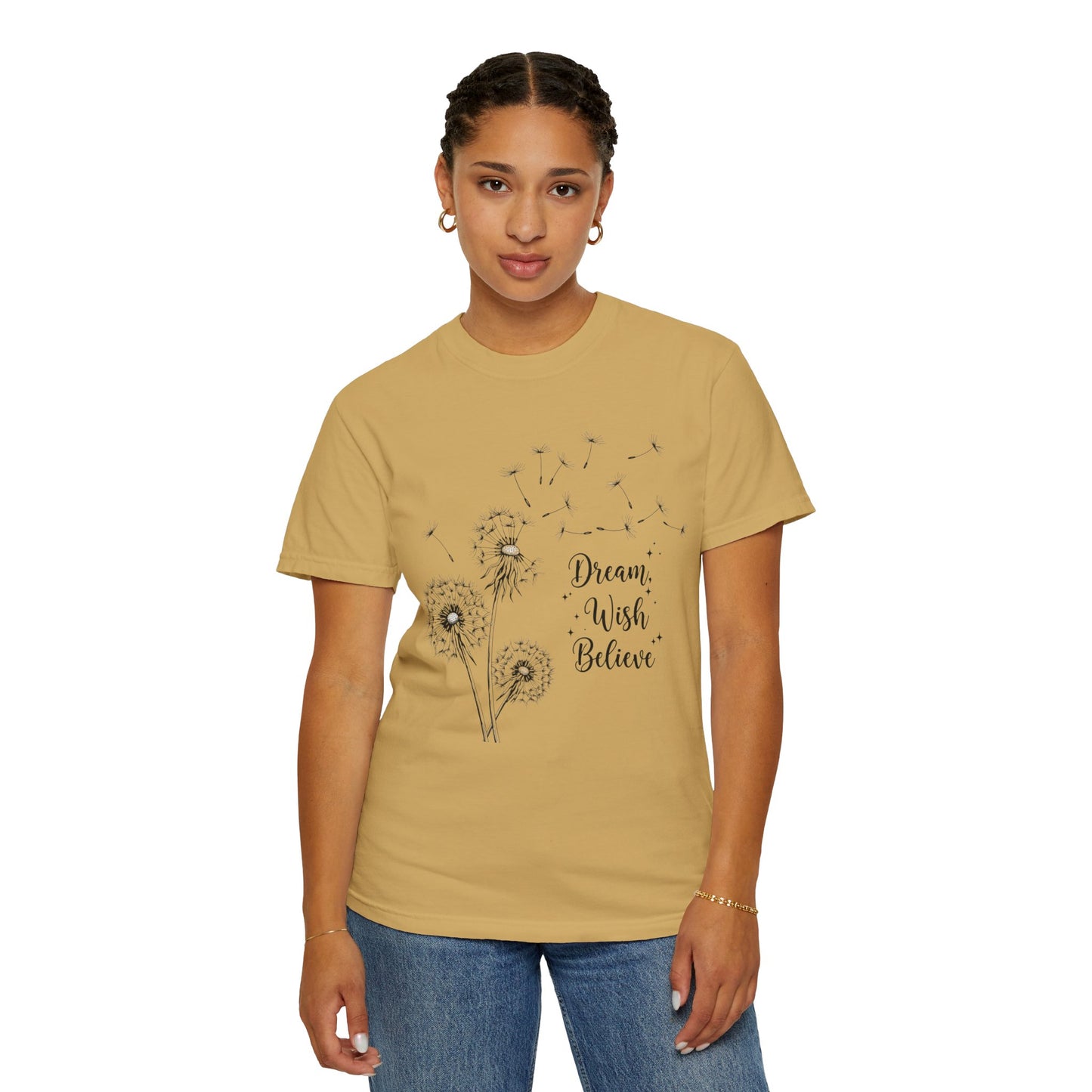 Inspirational Dandelion T-Shirt - Dream, Wish, Believe - Gift Tee