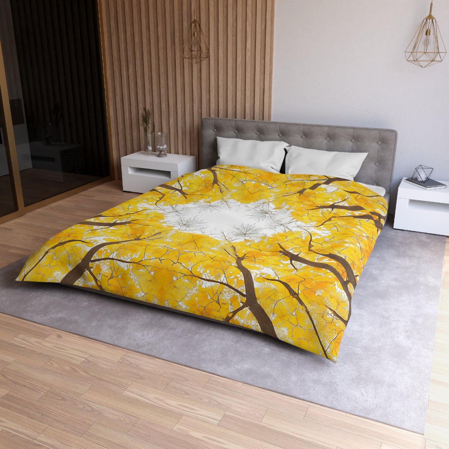 Microfiber Duvet Cover with Yellow Maple Leaves design