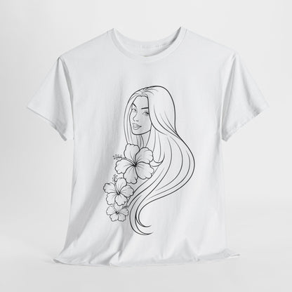 Floral Princess Cotton Tee - Chic Casual Wear - Birthday Gift - Mother's Day Gift