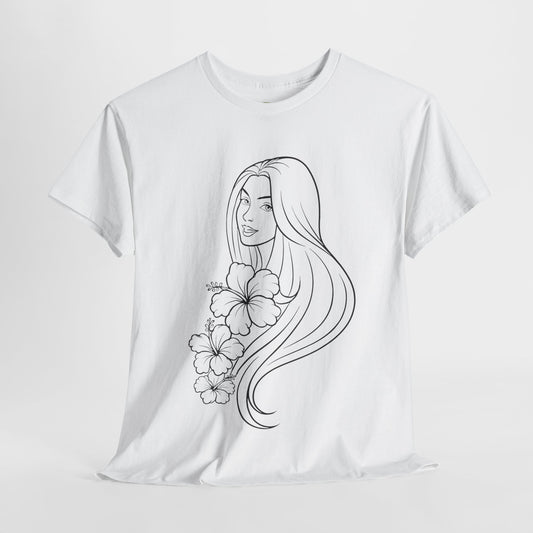 Floral Princess Cotton Tee - Chic Casual Wear - Birthday Gift - Mother's Day Gift