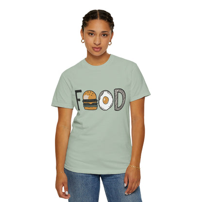 Food Unisex Garment-Dyed T-Shirt | Fun Burger & Egg Graphic