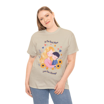 Mother & Child Love Heavy Cotton Tee - Floral Design T-Shirt - Mother's day Gift - Birthday Gift for Mom