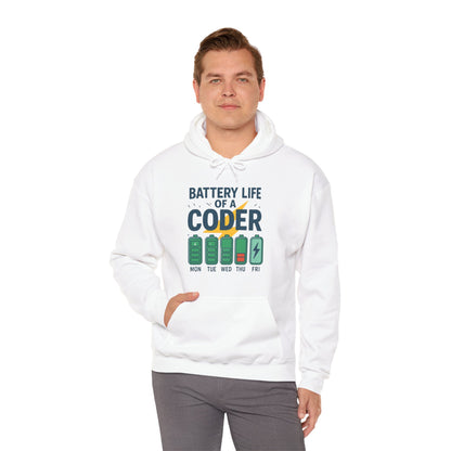 Battery Life of a Coder Hoodie, Programmer Gift, Coding Apparel, Techie Fashion