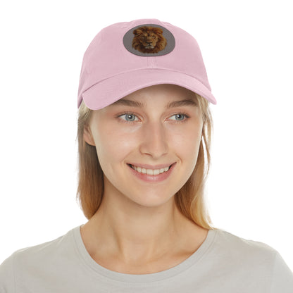 Lion Design Dad Hat with Leather Patch – Stylish Casual Hat for Animal Lovers