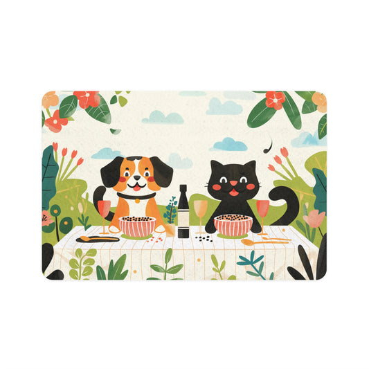 Cartoon Dog and Cat Food Mat