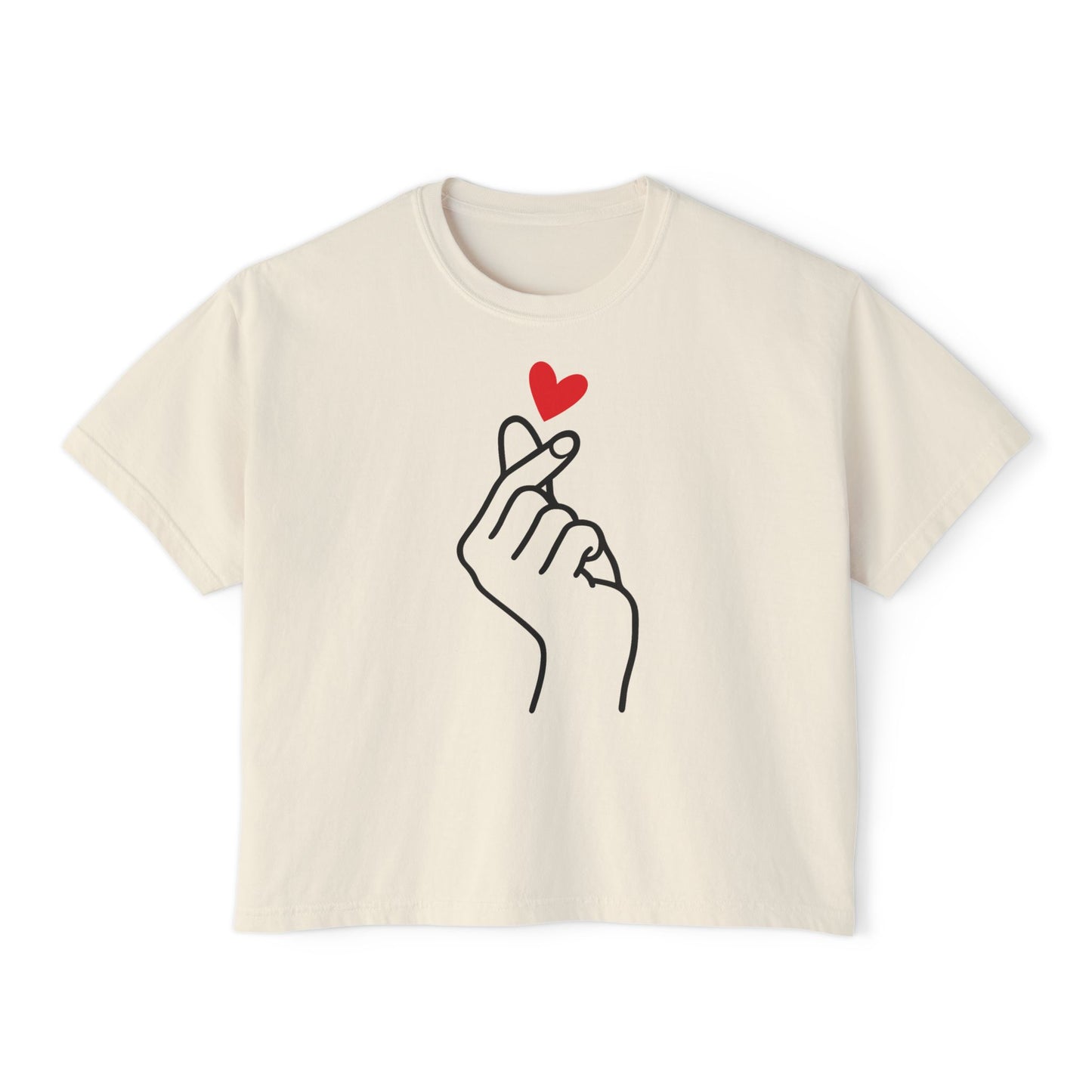 Women's Boxy Tee with Heart Design, Cute Casual T-Shirt, Gifts for Her, Love Themed Apparel, Easy Summer Style, Trendy Everyday Wear