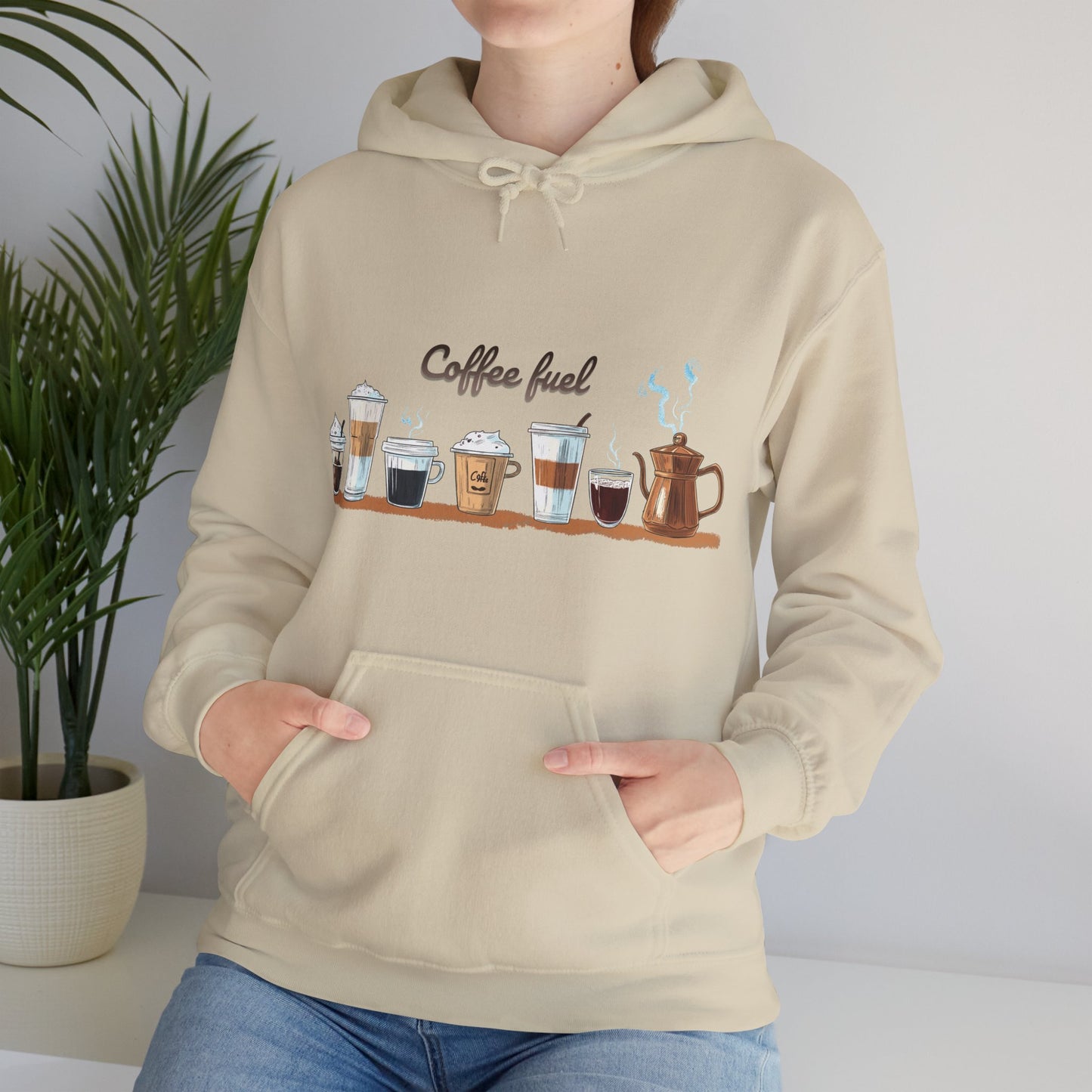 Unisex Heavy Blend™ Hooded Sweatshirt - Coffee Lovers Unisex Hoodie - Cozy Coffee Cups Design Hoodie for Men and Women