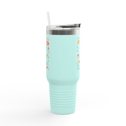 Just for You: 40oz Insulated Travel Mug with Colorful Floral Design