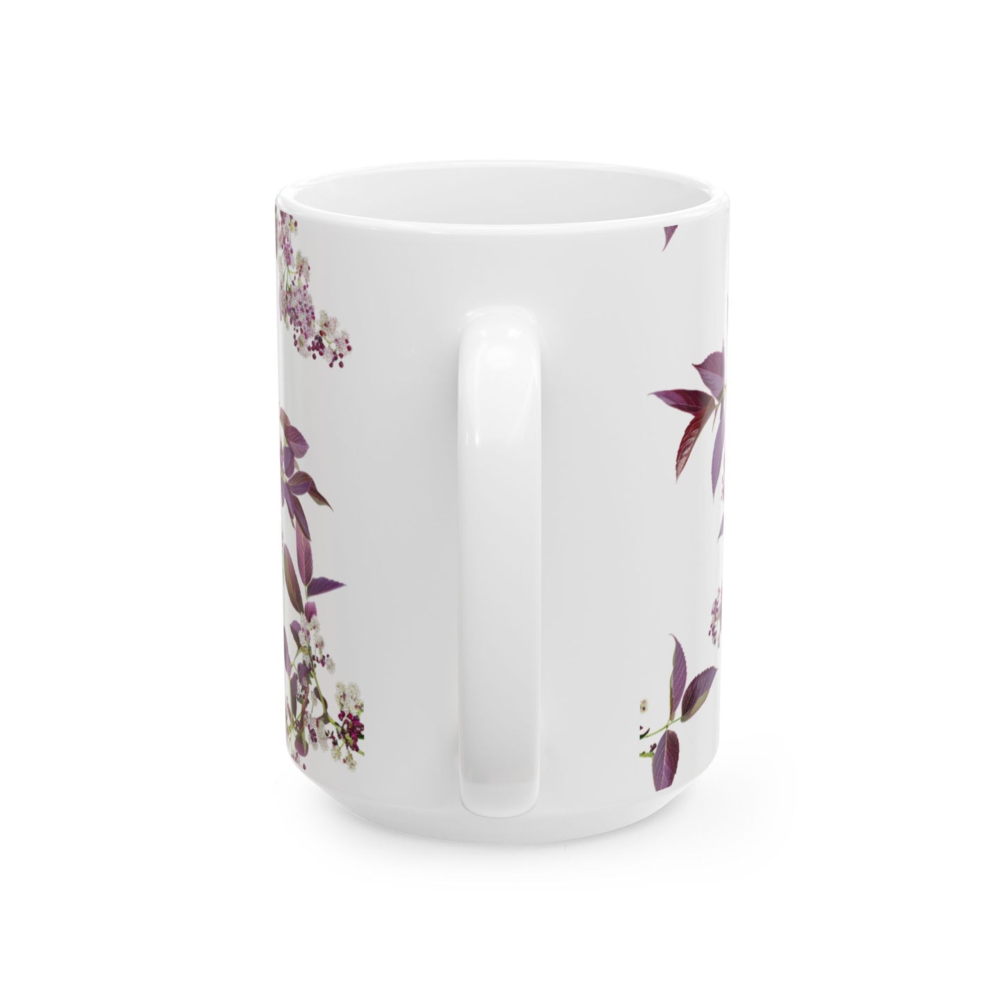 Ceramic Mug with purple small and dense flowers, (11oz, 15oz)