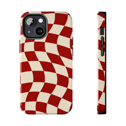 Red Wavy Checker Phone Case