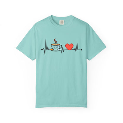Cute Coffee Heartbeat T-Shirt, Unisex Tee for Coffee Lovers, Gift for Baristas, Casual Wear, Perfect for Birthdays and Holidays