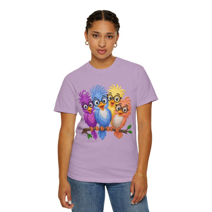 Colorful Bird Friends Women's T-Shirt - Fun & Playful Graphic Tee