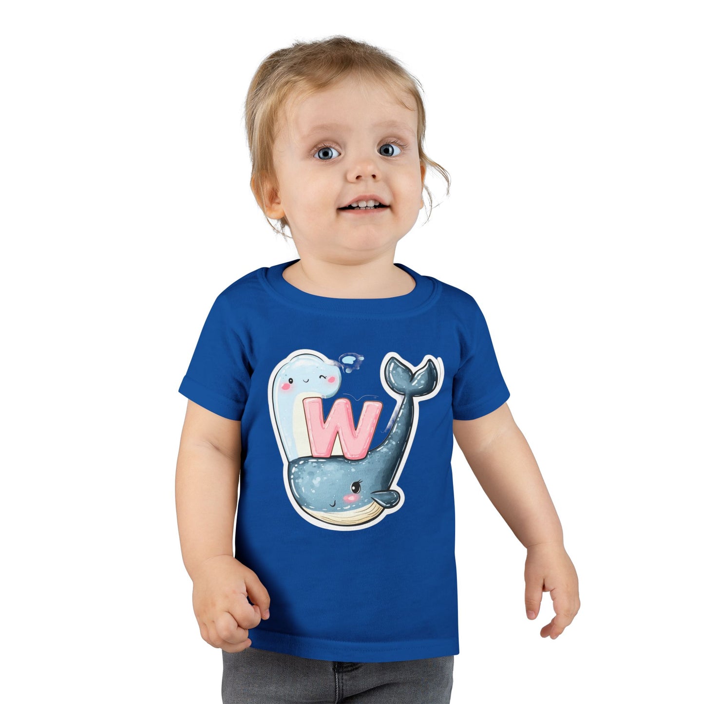 Cute Whale & Ghost Letter W Toddler T-Shirt – Fun Kids Apparel for Learning & Play