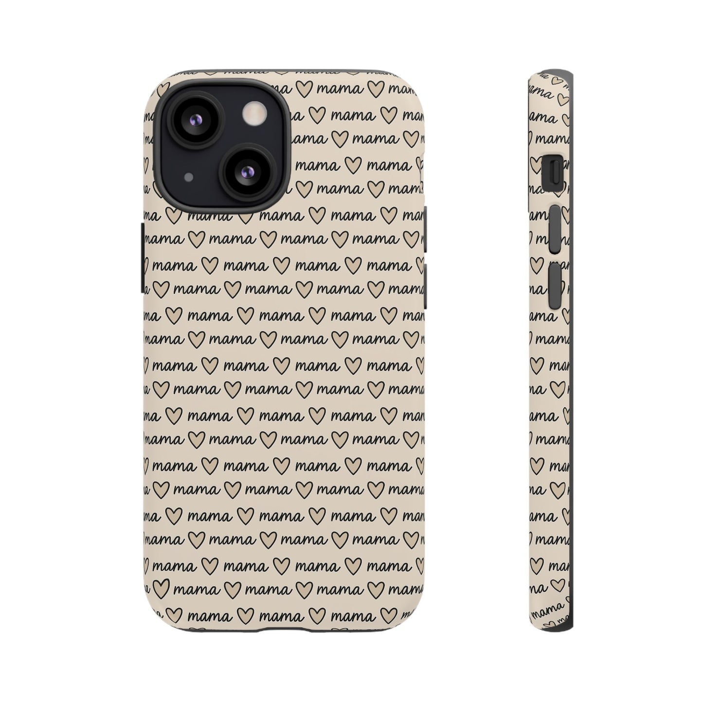 Mama Script Heart Pattern Phone Case