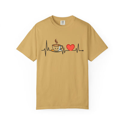 Cute Coffee Heartbeat T-Shirt, Unisex Tee for Coffee Lovers, Gift for Baristas, Casual Wear, Perfect for Birthdays and Holidays